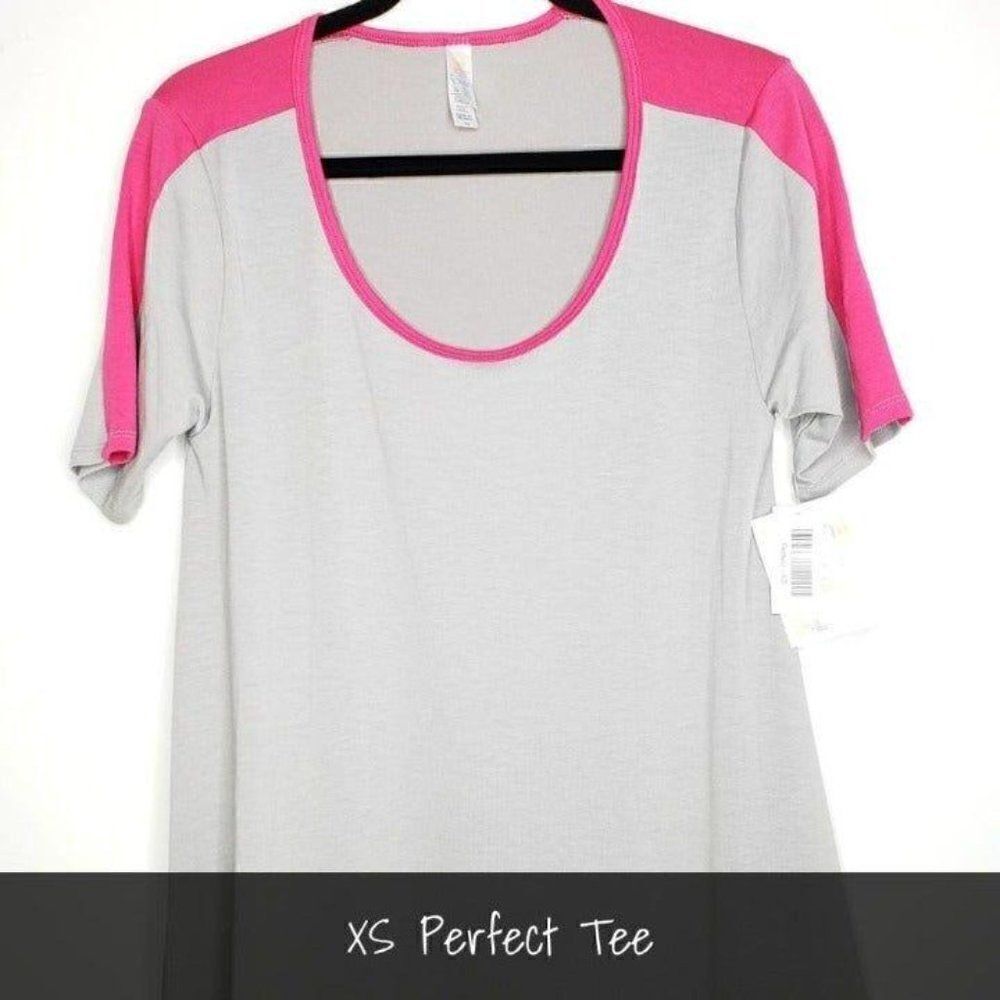 LuLaRoe Perfect T XS Solid Grey Pink NEW